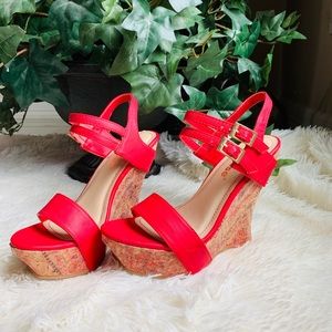 Dollhouse Strappy open toe pltfrm slim heel wedge